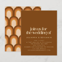 Budget Groovy Retro Design Brown Wedding Invite