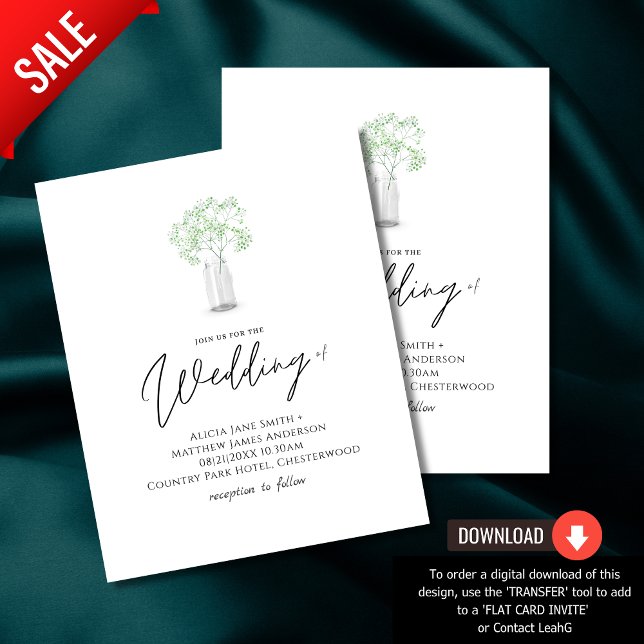 BUDGET Gypsophila Babys Breath Wedding Invitation (Creator Uploaded)