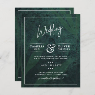 Budget Gypsophila Emerald Green Wedding Invitation