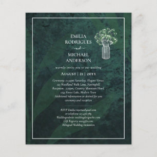 Budget Gypsophila Emerald Green Wedding Invitation Flyer