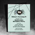 Budget Halloween Black Spider Birthday Invitation  Flyer<br><div class="desc">Small 4.5" x 5.6" affordable paper flyers feature a creepy black spider hanging from his web, these invitations are fun for kid's Halloween birthday party invitations for any age. Printed on value 80 lb semi-gloss cardstock available in 3 sizes. **NO ENVELOPES INCLUDED - buy 5" x 7" if needed. Be...</div>