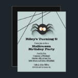 Budget Halloween Black Spider Birthday Invitations<br><div class="desc">Small 4.5" x 5.6" paper invitations feature a creepy black spider hanging from his web, these invitations are fun for Halloween birthday party invitations for any age. Printed on value 110 lb semi-gloss paper. **White ENVELOPES ARE OPTIONAL and an additional cost. Be sure to double-check your order before adding it...</div>