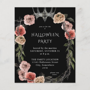 Budget Halloween Crown Pink Black Floral Party Flyer