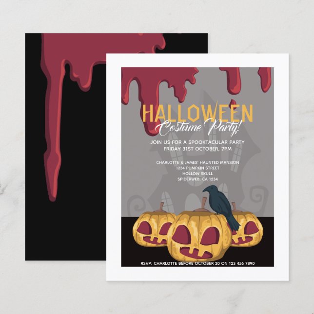 BUDGET Halloween Party Pumpkin Dripping Blood Crow (Front/Back)