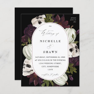 Budget Halloween Purple Floral & Skull Wedding