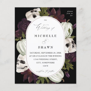 Budget Halloween Purple Floral & Skull Wedding Flyer