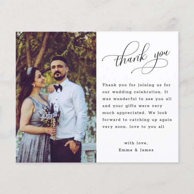 Budget Hand Lettering Photo Wedding Thank You (Front)