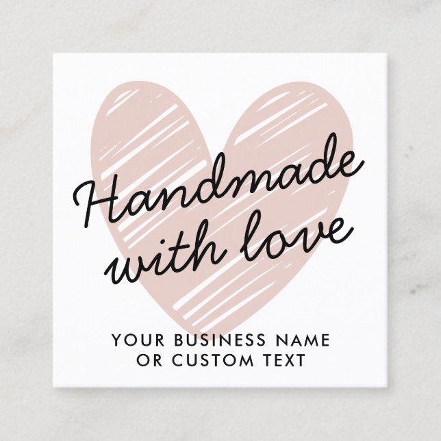 Budget Handmade with Love Heart Thank Jewellery Ca Square Business Card (Front)