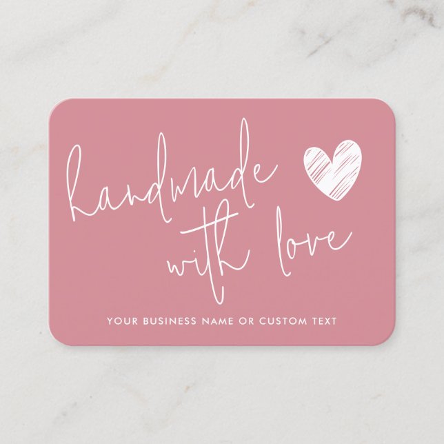 Budget Handmade with Love Pink Thanks Candle Care Business Card (Front)