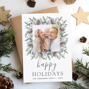 Budget Happy Holidays Christmas Dusty Blue Photo