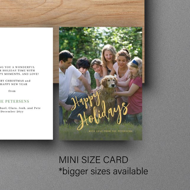 Budget Happy Holidays faux gold photo Holiday Card (Creator Uploaded)