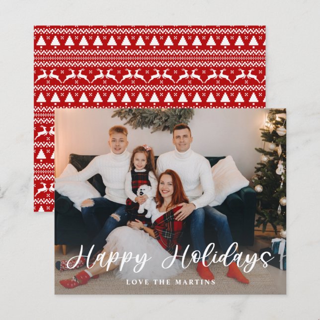Budget Happy Holidays Fun Script Photo (Front/Back)