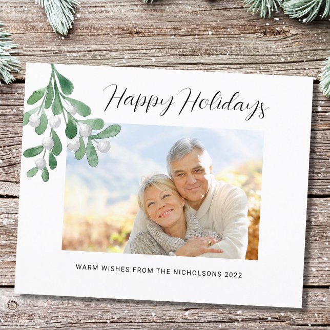 Budget Happy Holidays Mistletoe Photo Holiday Card (Creator Uploaded)