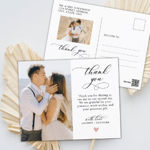 Budget Heart Photo Wedding Thank You Script  Postcard