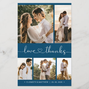 Budget Heart Script Collage Wedding Thank You Card