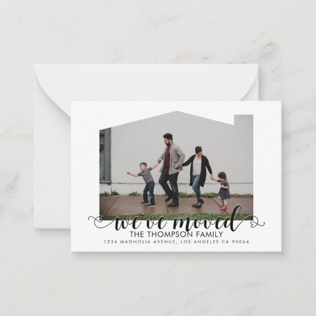 BUDGET Heart Script We've Moved Photo Moving Card (Front)