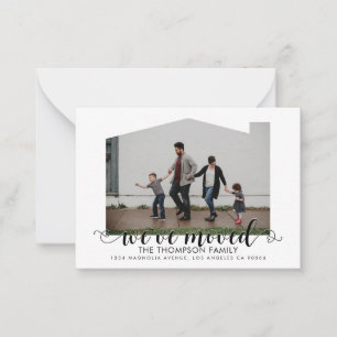 BUDGET Heart Script We've Moved Photo Moving Card