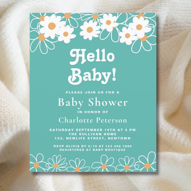 Budget Hello Baby Daisy Baby Shower Invitation (Creator Uploaded)