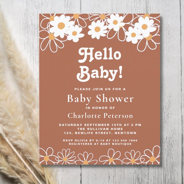 Budget Hello Baby Daisy Baby Shower Invitation (Creator Uploaded)
