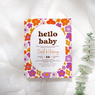 Budget Hello Baby Retro Orange Daisy Baby Shower