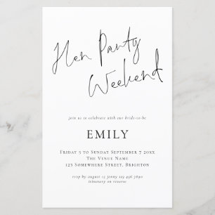 Budget Hen Party Script Itinerary Weekend invite