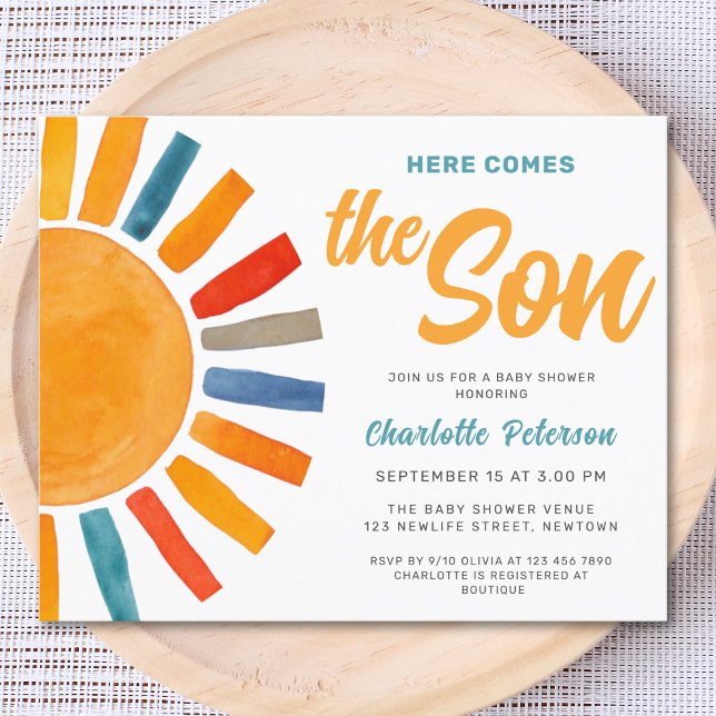 Budget Here Comes the Son Baby Shower Invitation (Creator Uploaded)