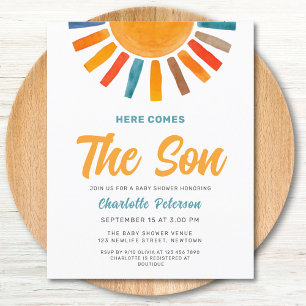 Budget Here Comes the Son Baby Shower Invitation