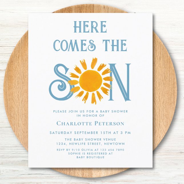 Budget Here Comes The Son Baby Shower Invitation (Creator Uploaded)