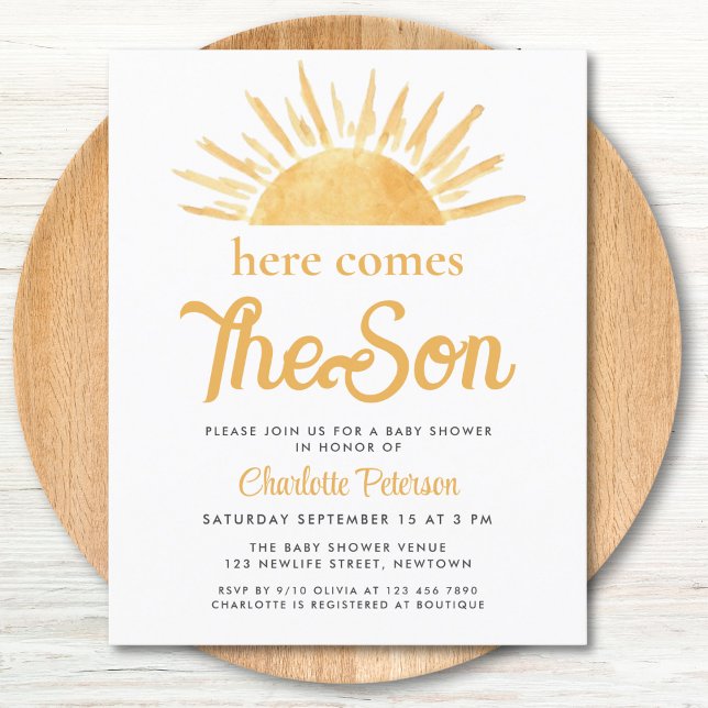 Budget Here Comes The Son Baby Shower Invitation (Creator Uploaded)