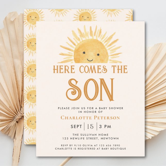 Budget Here Comes The Son Baby Shower Invitation (Creator Uploaded)