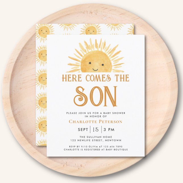 Budget Here Comes The Son Baby Shower Invitation (Creator Uploaded)