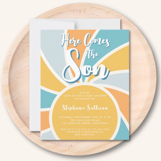 Budget Here Comes The Son Baby Shower Invitation (Creator Uploaded)