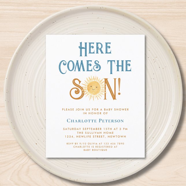 Budget Here Comes The Son Baby Shower Invitation (Creator Uploaded)