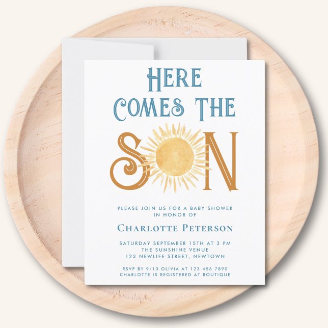 Budget Here Comes The Son Baby Shower Invitation (Creator Uploaded)