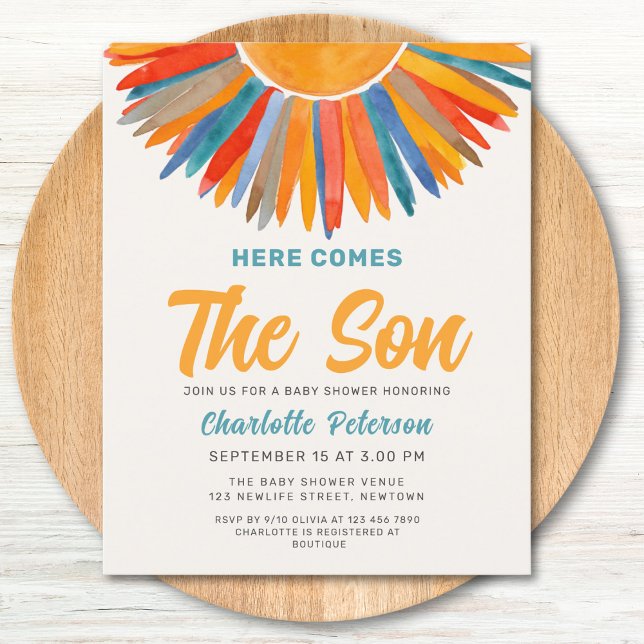 Budget Here Comes the Son Baby Shower Invite (Creator Uploaded)