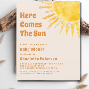 Budget Here Comes The Sun Baby Shower Invitation