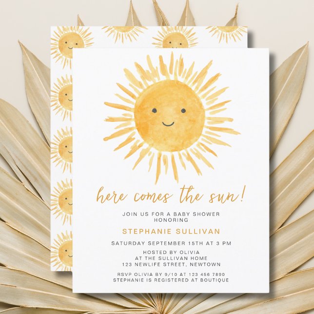 Budget Here Comes The Sun Baby Shower Invitation (Creator Uploaded)