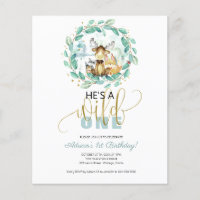 Budget He's A Wild One First Birthday Invitation