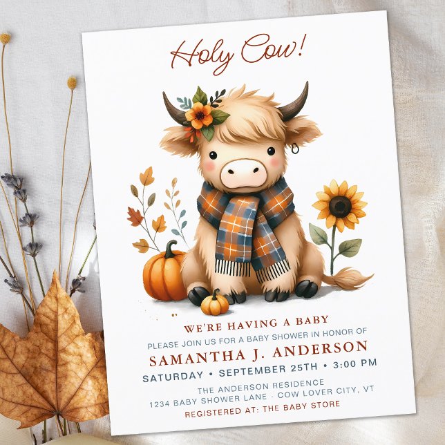 Budget Highland Cow Autumn Calf Baby Shower Invite (Creator Uploaded)