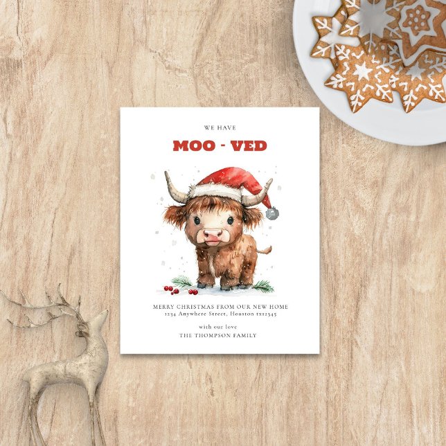 Budget Highland Cow New Address Merry Christmas (Budget price)