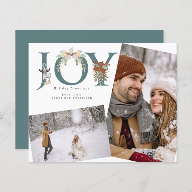 BUDGET Holiday Joy Photo Personalised Card (Front/Back)