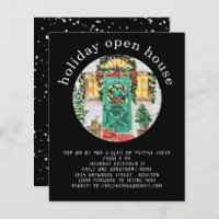 Budget Holiday Open House Party Black Invite