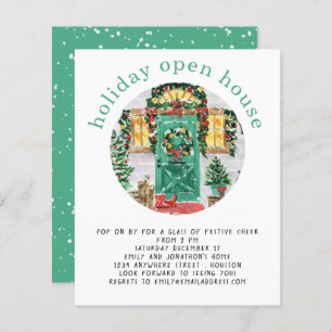 Budget Holiday Open House Party Teal Invite