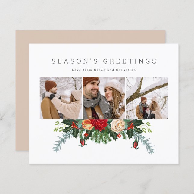 BUDGET Holiday Winter Botanical Photo Personalised (Front/Back)