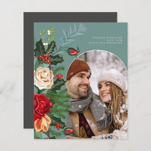 BUDGET Holiday Winter Botanical Photo Personalised (Front/Back)