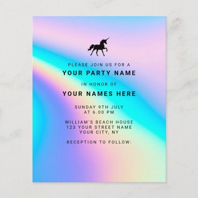 Budget Holographic Modern Elegant invitations (Front)