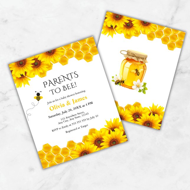 Budget Honeycomb Parents to Bee Baby Shower Invite (Budget Yellow Floral Honeycomb Parents to Bee Baby Shower Invitation )