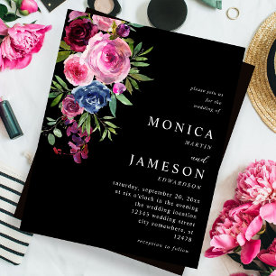 Budget Hot Pink & Navy Blue Floral Wedding 3 Black