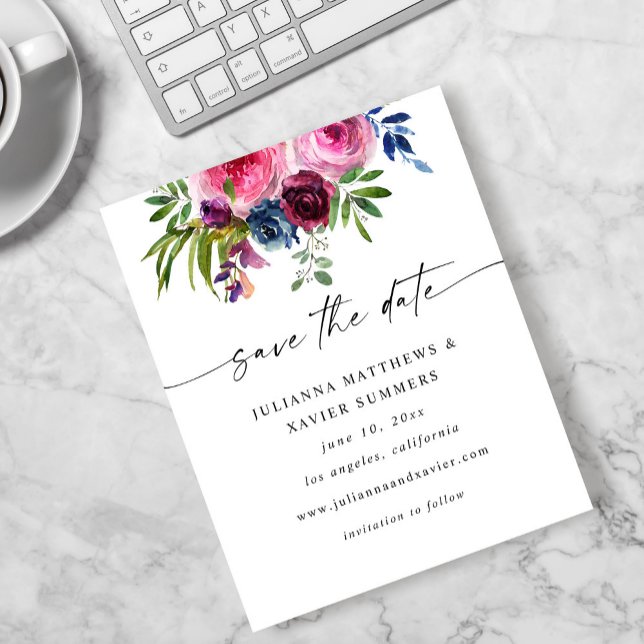 Budget Hot Pink & Navy Blue Save the Date V3 Flyer (Creator Uploaded)