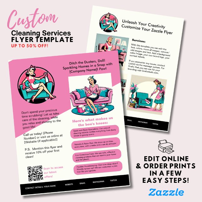 ⭐️BUDGET House Cleaning DIY Template Pink Modern Flyer (Creator Uploaded)